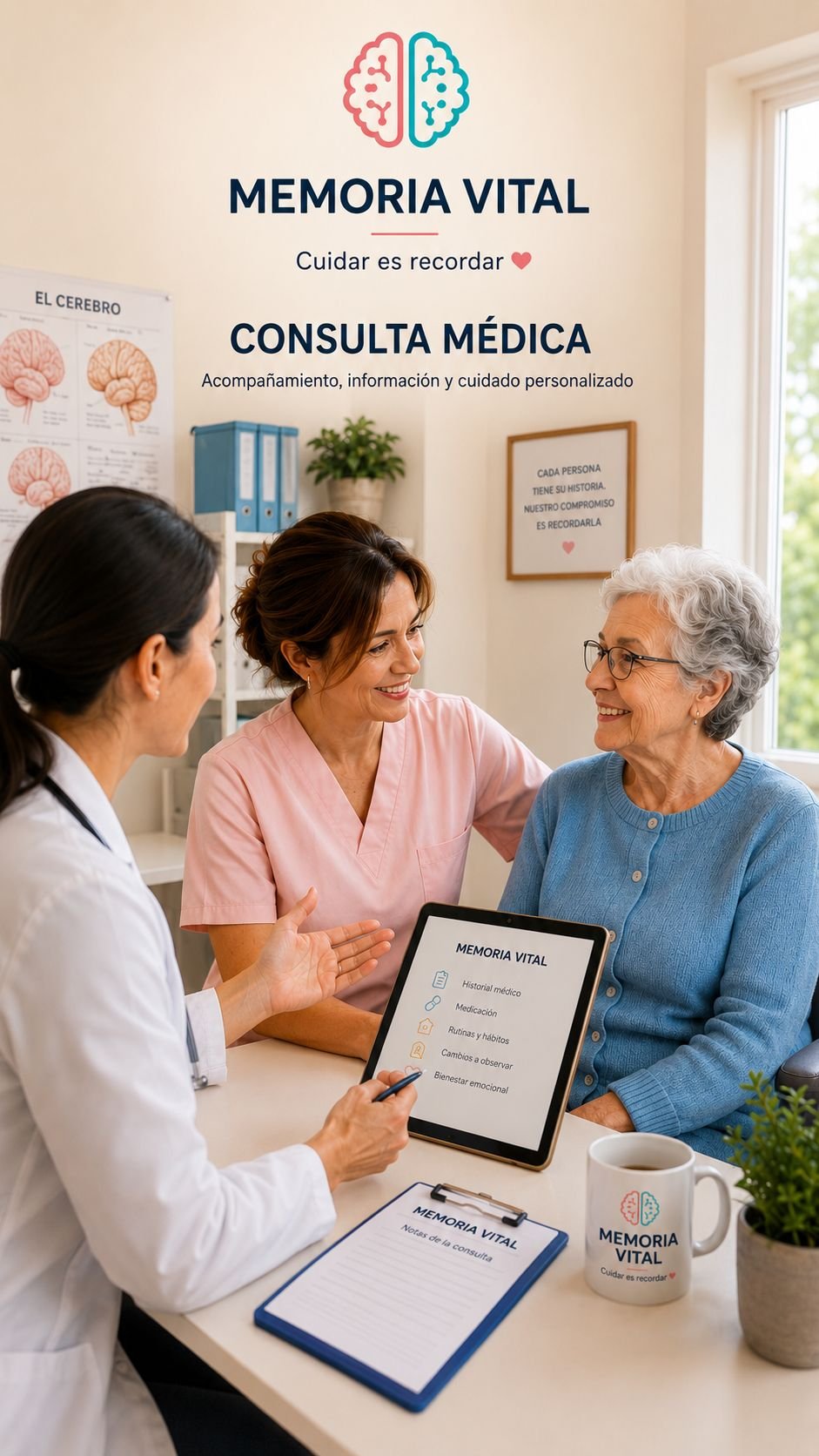 Cuidadora en la consulta médica